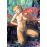 Danilov Anatoli Vasilievitch (1944-2005) Russian. A Kneeling Female Nude, Pastel, Signed in