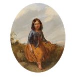 Attributed to Paul Falconer Poole (1807-1879) British. A Young Girl, seated in a Landscape,