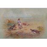 James Stinton (1870-1961) British. Partridge in a Landscape, Watercolour, Signed, 7.5" x 11.25".