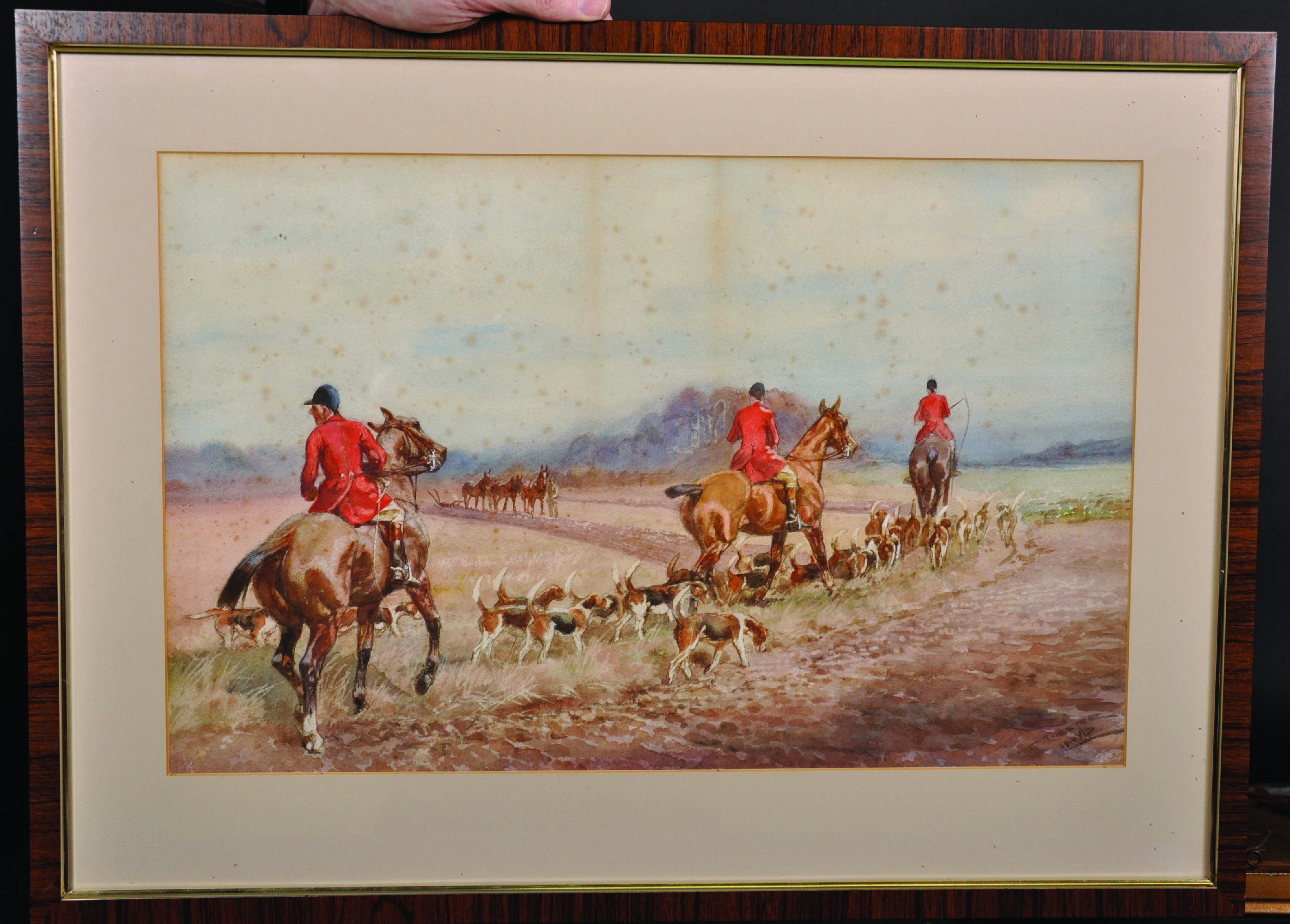 Thomas Ivester Lloyd (1873-1942) British. A Hunting Scene, with Riders and Dogs, Watercolour, - Image 5 of 13