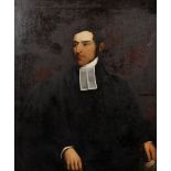 19th Century English School. Portrait of a Cleric, Seated in an Interior, Oil on Canvas, 38" x 31".