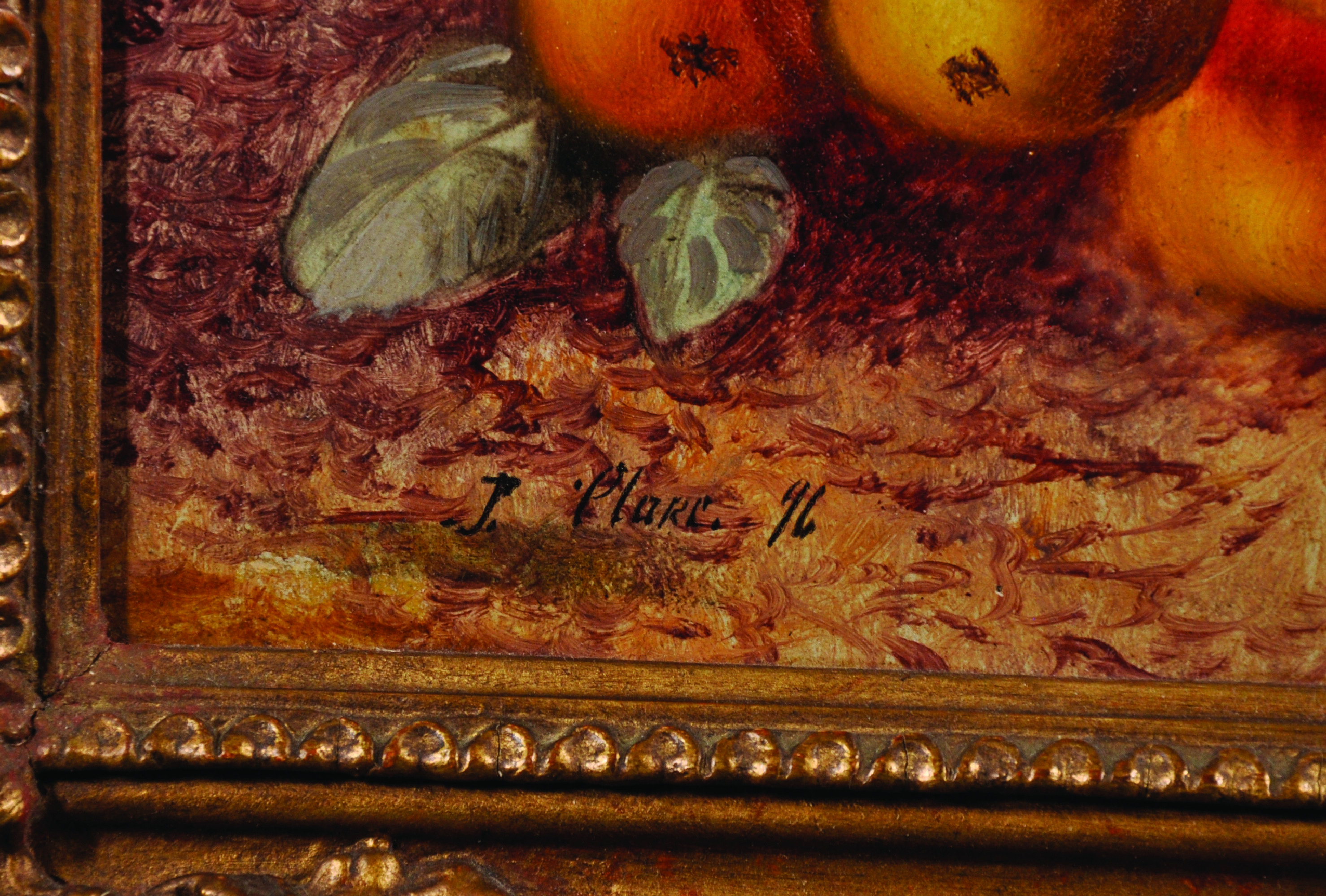 J...Clare (19th-20th Century) British. Still Life with Apples and Plums, Oil on Canvas, Signed and - Image 3 of 4