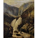 Follower of Joseph Mallord William Turner (1775-1851) British. "Cascade of Terni", Oil on Canvas