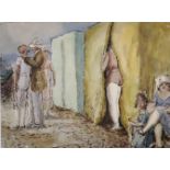 Harold Hope Read (1881-1959) British. Bathers on the Beach, Watercolour, Indistinctly Inscribed