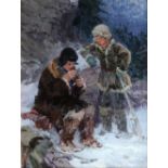 Isai Mexerovitch Braslavsky (1921-2004) Russian. "Geologist", Two Figures in a Winter Landscape, Oil