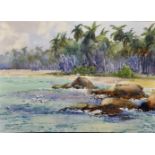 Early 20th Century European School. "Mauritius", a Beach Scene, Watercolour, Signed with a