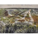 Circle of Paul Nash (1889-1946) British. An Aerial View of a Training Area, Watercolour, Unframed,