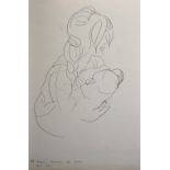 20th Century English School. "Caryl Holding the Baby", Pencil, Signed with Monogram 'TU',