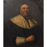 18th Century English School. A Gentleman in a White Ruff, Oil on Canvas laid down, Painted Oval,