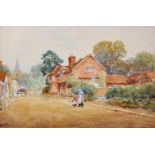 W... H... Finch (19th - 20th Century) British. A County Scene, with a Mother and Child by