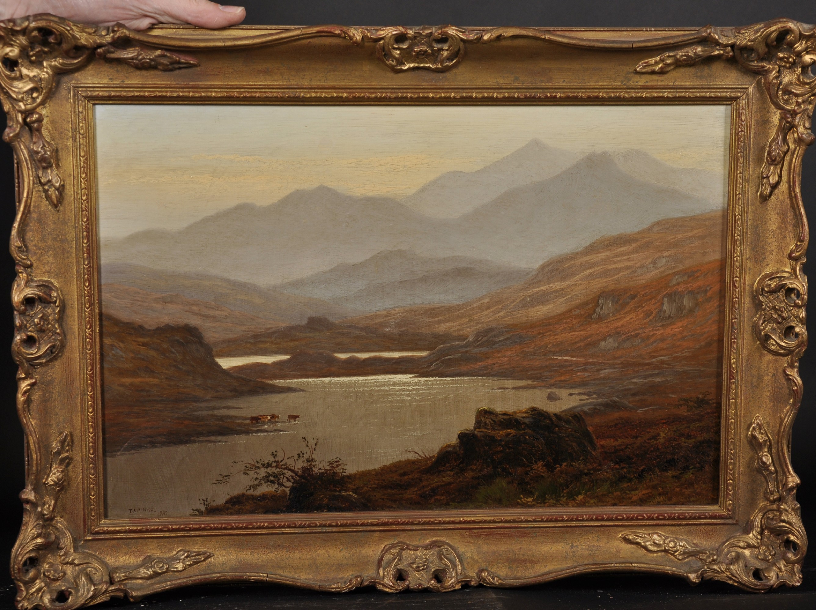 Thomas Spinks (1847-1927) British. "Snowdon from Llyn Llydaw (N.E.)", a Mountainous River Landscape, - Image 2 of 5