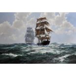 Barry Mason (1947- ) British. "Moonsilver", 'American Clipper 'Archer' in Company with Houqua',