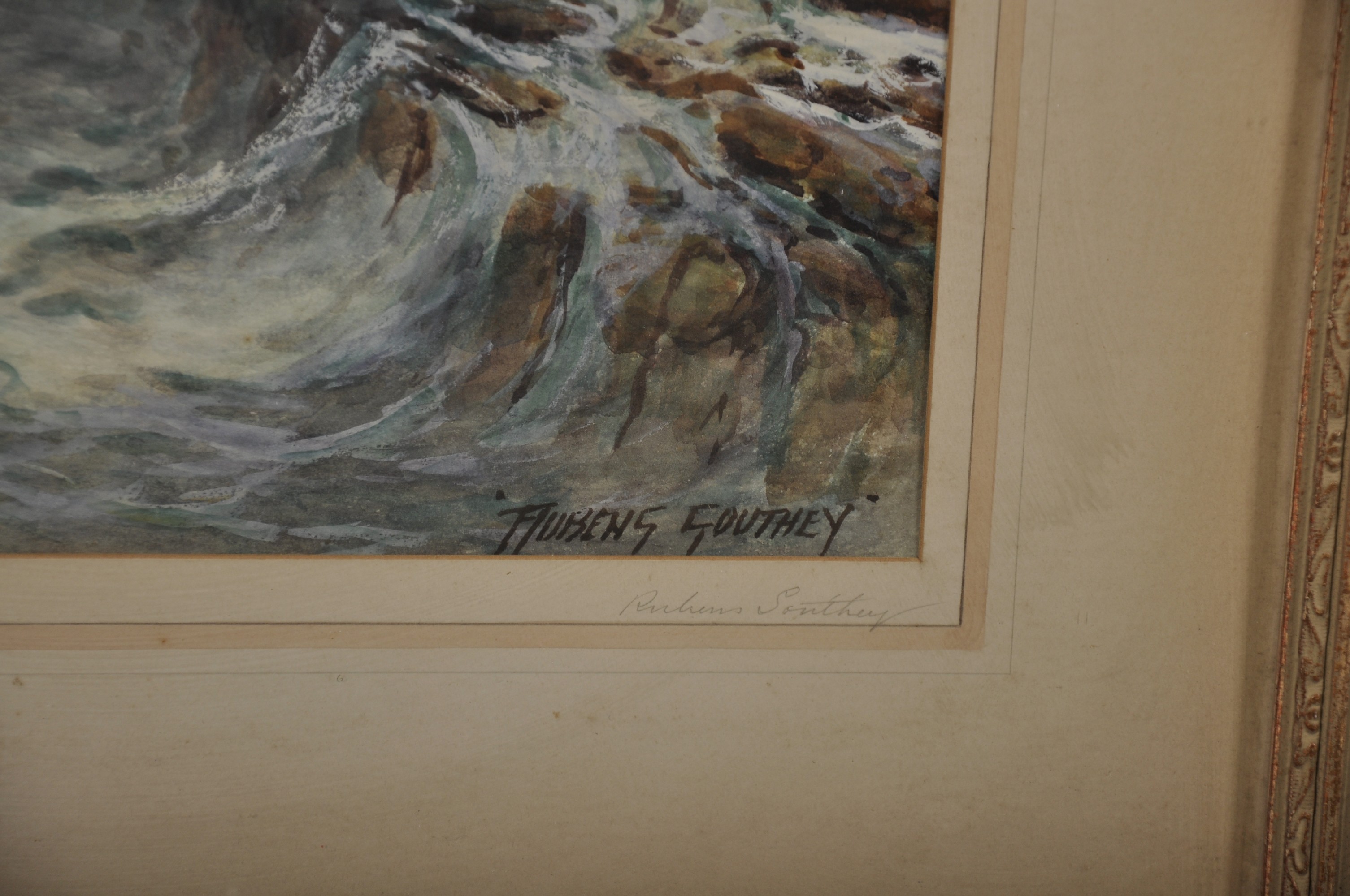 Rubens Southey (1881-1933) British. "Near Tintagel, Cornwall", a Rocky Coastal Scene, Watercolour, - Image 3 of 5