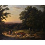 Thomas Barker of Bath (1769-1847) British. An Extensive Classical Landscape, with Figures with