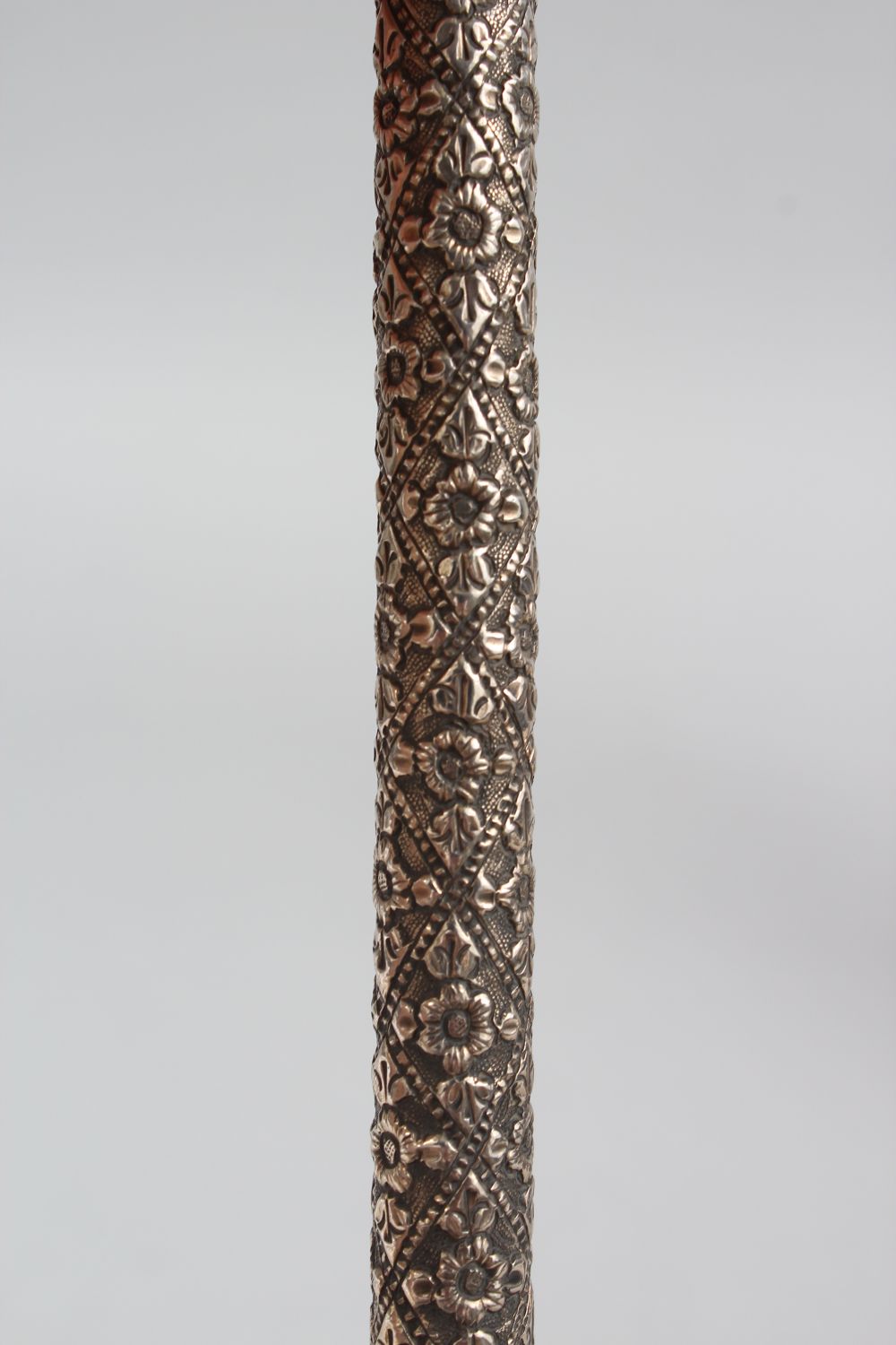 A FINE 19TH CENTURY INDIAN SILVER HUQQA BASE, 31cm high ( base alone ). - Image 7 of 11