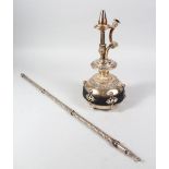 A FINE 19TH CENTURY INDIAN SILVER HUQQA BASE, 31cm high ( base alone ).