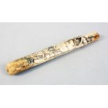A GOOD JAPANESE EDO / MEIJI PERIOD STAG ANTLER CARVED KISERU / SMOKING PIPE, the pipe carved in