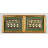 A PAIR OFF LATE 19TH CENTRUY INDIAN MICRO MOSAIC PLAQUES, framed, plaques: 8.5cm x 6cm.