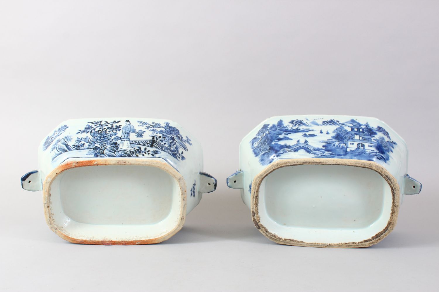 TWO 19TH CENTURY CHINESE BLUE & WHITE PORCELAIN TUREENS AND COVERS, painted with fisherman and a - Image 11 of 13