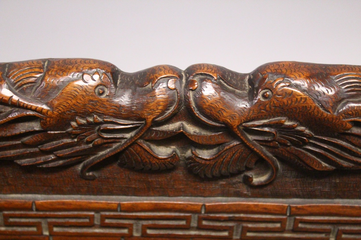 A GOOD 19TH / 20TH CENTURY CHINESE HARDWOOD SETTLE / HALL CHAIR, the bench with a lifting hinged - Image 6 of 8