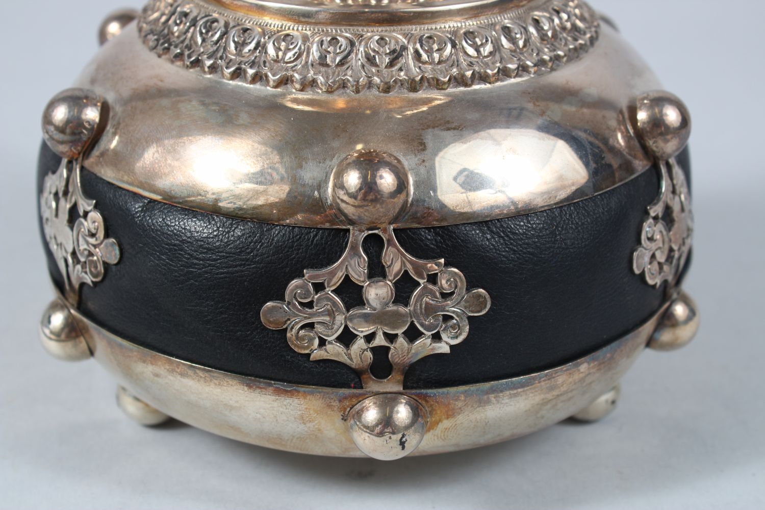A FINE 19TH CENTURY INDIAN SILVER HUQQA BASE, 31cm high ( base alone ). - Image 4 of 11