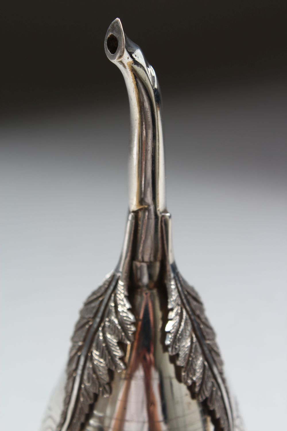 A GOOD TURKISH SOLID SILVER ROSE WATER SPRINKLER, with moulded leaf decoration, 19cm high. - Image 3 of 5