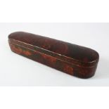 AN UNUSUAL INDO PERSIAN LARGE LACQUERED QALAMDAN PEN BOX, the body of the box depicting european