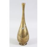 A GOOD JAPANESE MEIJI PERIOD BRONZE & SILVER INLAID FLUTED VASE, the vase inlaid with silver to