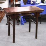 A GOOD 19TH CENTURY CHINESE CARVED HARDWOOD ALTER TABLE, carved in simple style, stood upon four