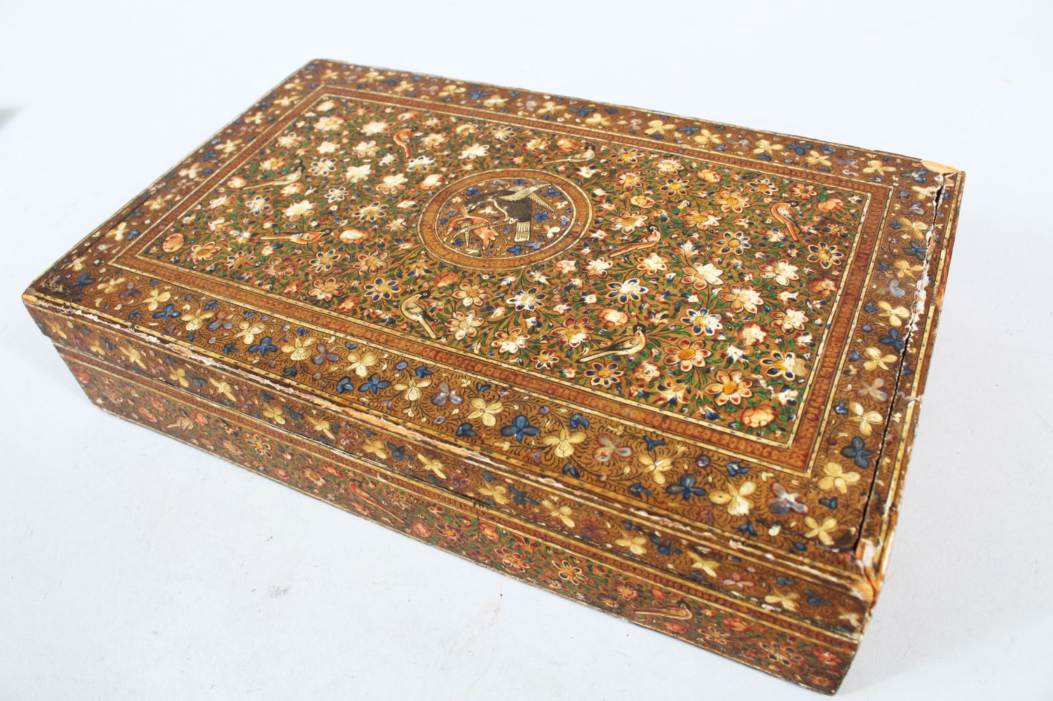 A MOTHER OF PEARL INLAID FOLDING QUARAN STAND, and a Kashmir Box (2). - Image 3 of 6