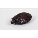 A JAPANESE MEIJI PERIOD CARVED WOODEN NETSUKE OF A TURTLE, the turtle with a moving head,