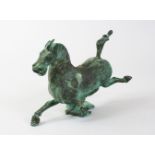 A GOOD 19TH CENTURY OR EARLIER CHINESE BRONZE FIGURE OF A HORSE, with its hoof upon a bird in a