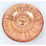 A GOOD 16TH CENTURY DESIGN TIN GLAZE LUSTRE CIRCULAR DISH, 37cm diameter.