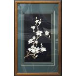 A 20TH CENTURY CHINESE EMBROIDERED SILK / TEXTILE PICTURE OF NATIVE FLORA, the framed picture