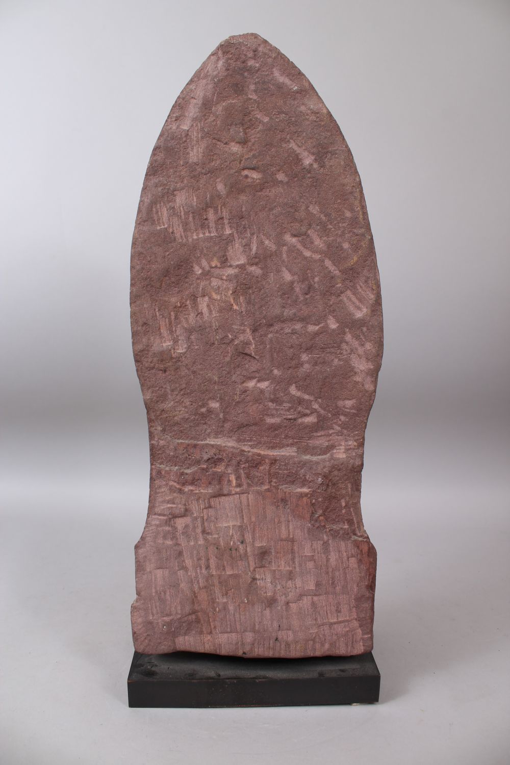 A 12TH CENTURY STYLE CAMBODIAN KHMER STYLE RED SANDSTONE CARVING OF A FOUR ARMED DEITY. 52cms high. - Image 6 of 6