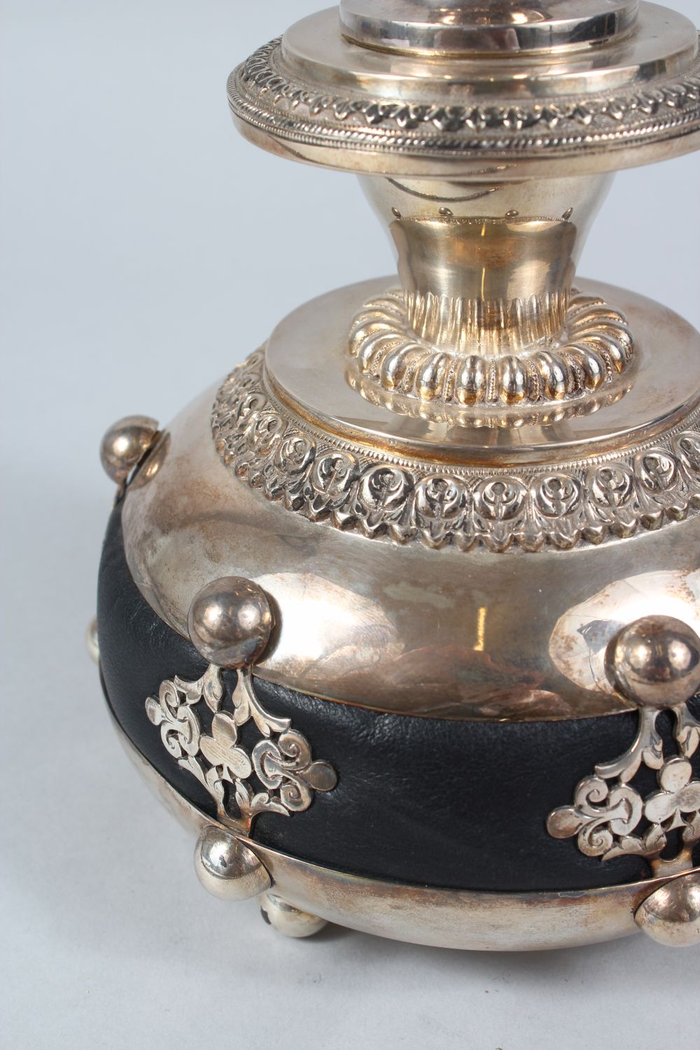 A FINE 19TH CENTURY INDIAN SILVER HUQQA BASE, 31cm high ( base alone ). - Image 2 of 11