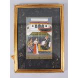 A 20TH CENTURY MINIATURE PICTURE, 20cm x 12cm, framed and glazed.