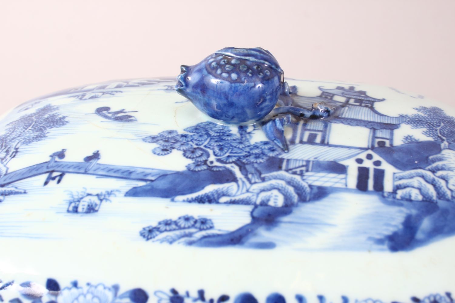 TWO 19TH CENTURY CHINESE BLUE & WHITE PORCELAIN TUREENS AND COVERS, painted with fisherman and a - Image 4 of 13