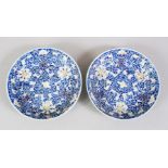 A GOOD PAIR OF 19TH CENTURY CHINESE FAMILLE ROSE PORCELAIN DISHES, decorated with longevity