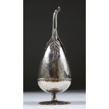 A GOOD TURKISH SOLID SILVER ROSE WATER SPRINKLER, with moulded leaf decoration, 19cm high.