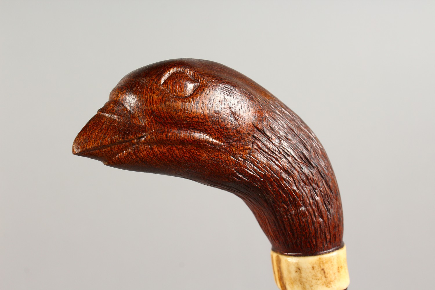 A WALKING STICK, the handle carved as a game bird. 38ins long. - Image 4 of 8