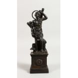 AFTER THE ANTIQUE A CLASSICAL BRONZE OF ST. SEBASTIAN, an arrow i his chest and leg. 8ins high.