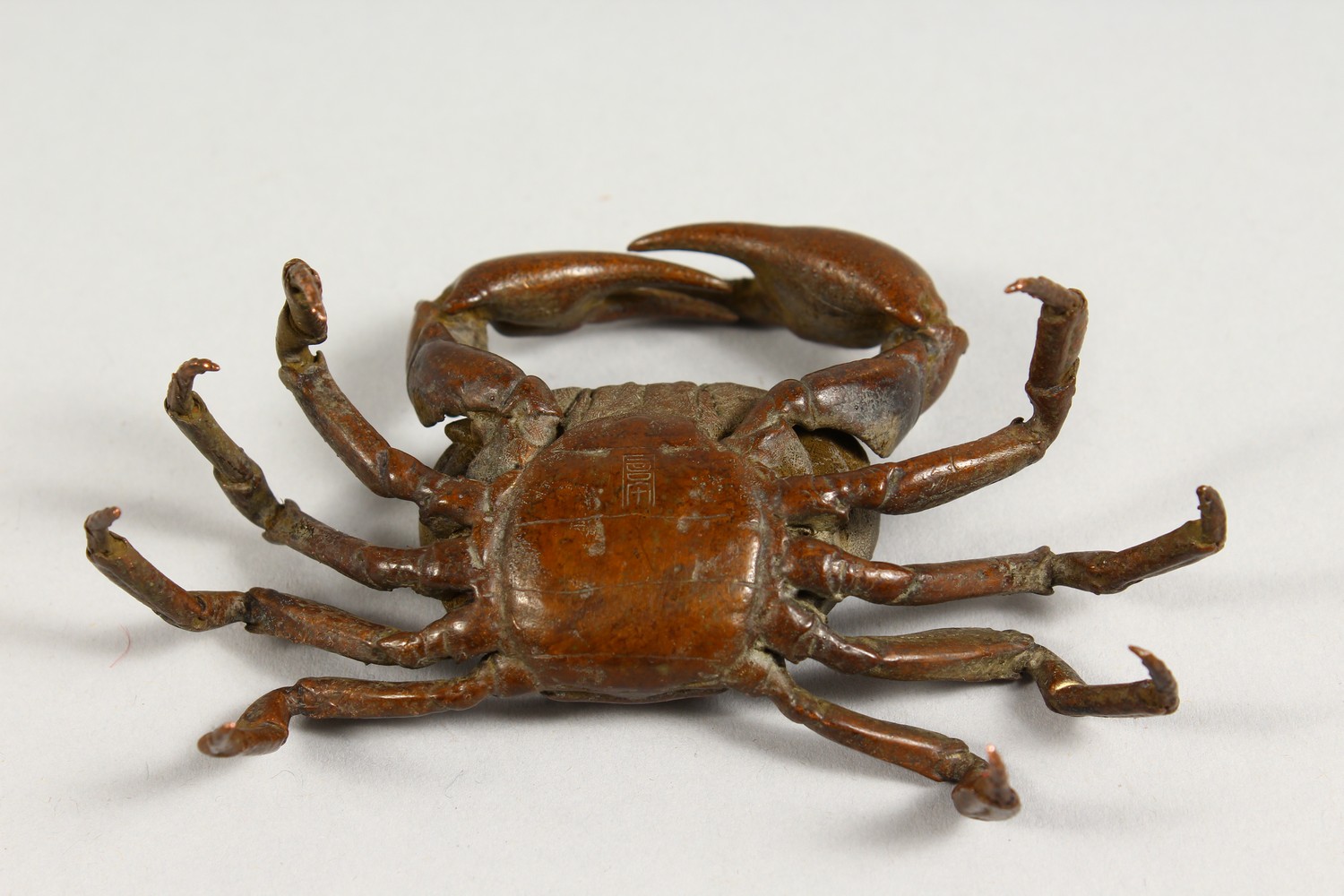 A JAPANESE BRONZE MODEL OF A CRAB. 4ins wide. - Image 3 of 4