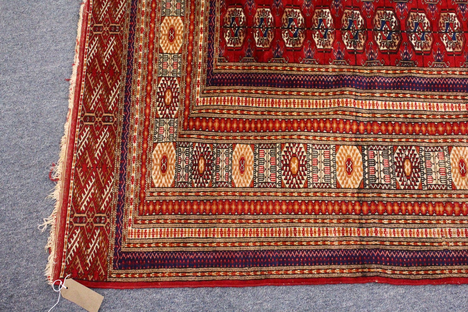 A GOOD LARGE BOKHARA CARPET, MID 20TH CENTURY, red ground with six rows of thirty gulls, within an - Image 2 of 12