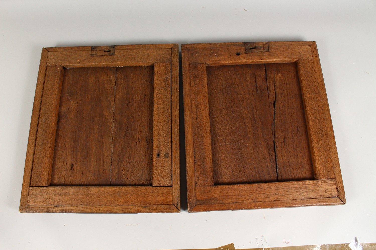 A GOOD PAIR OF EARLY CARVED OAK PANELS, POSSIBLY 17TH CENTURY, depicting female figures, children, - Image 4 of 4