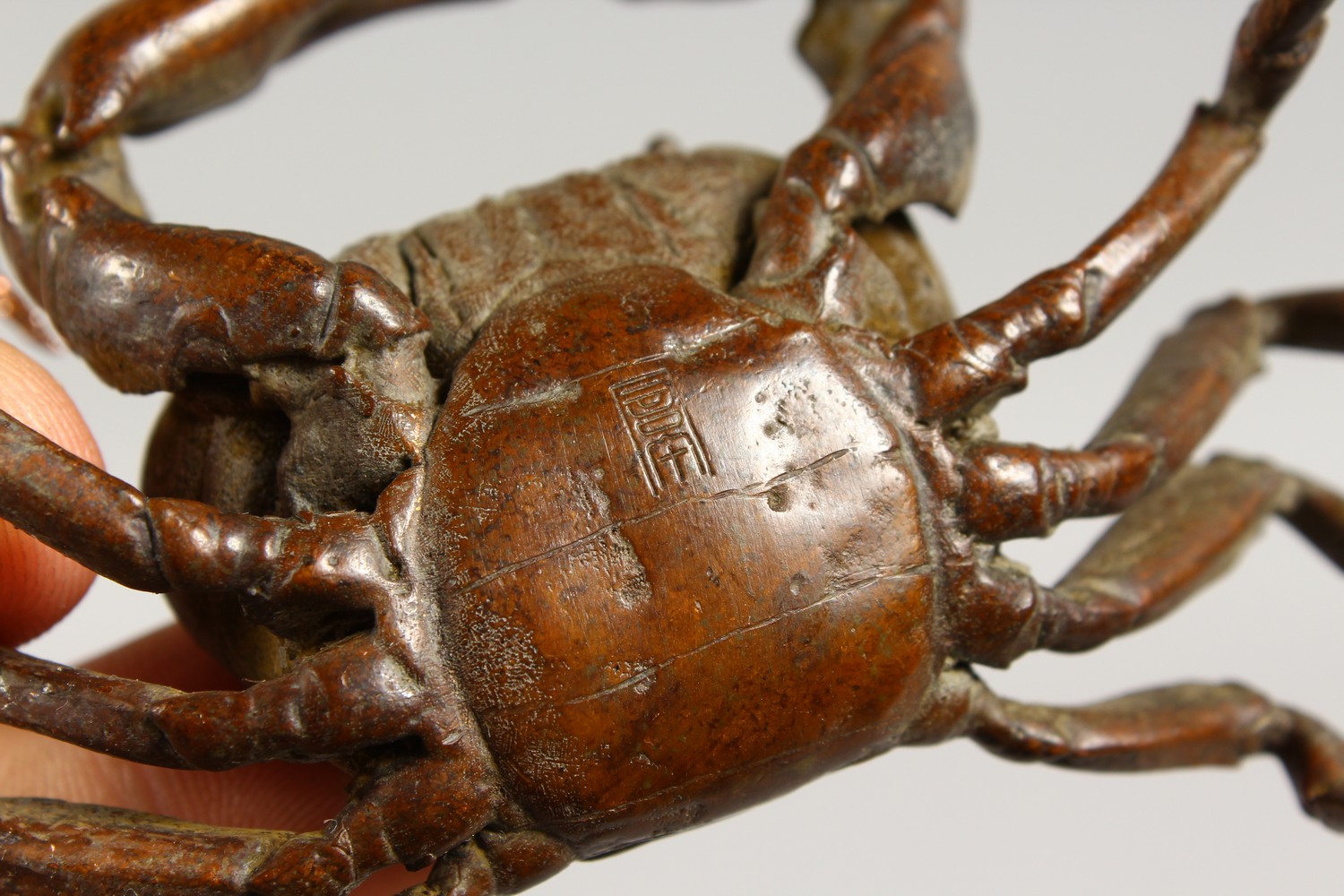 A JAPANESE BRONZE MODEL OF A CRAB. 4ins wide. - Image 4 of 4