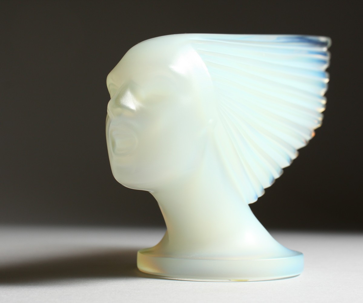 A SUPERB LALIQUE OPAQUE GLASS CAR MASCOT "VICTOIRE", also known as SPIRIT OF THE WIND. Etched - Image 5 of 13