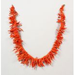 A BRANCH CORAL NECKLACE. 19ins long.