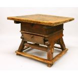 AN UNUSUAL EARLY 18TH CENTURY CONTINENTAL FRUITWOOD AND PINE RENT TABLE, with a sliding thick