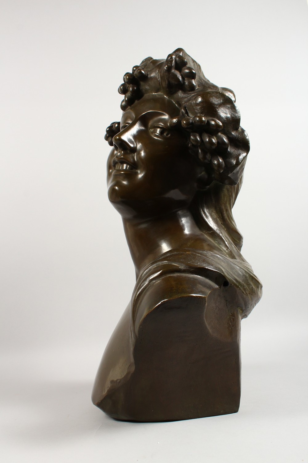 AFTER LAMBEAUX A LARGE CAST BRONZE BUST OF A YOUNG LADY. 21ins high. - Image 5 of 9